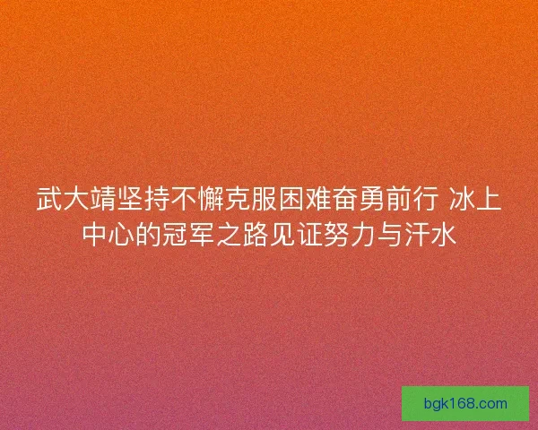 武大靖坚持不懈克服困难奋勇前行 冰上中心的冠军之路见证努力与汗水